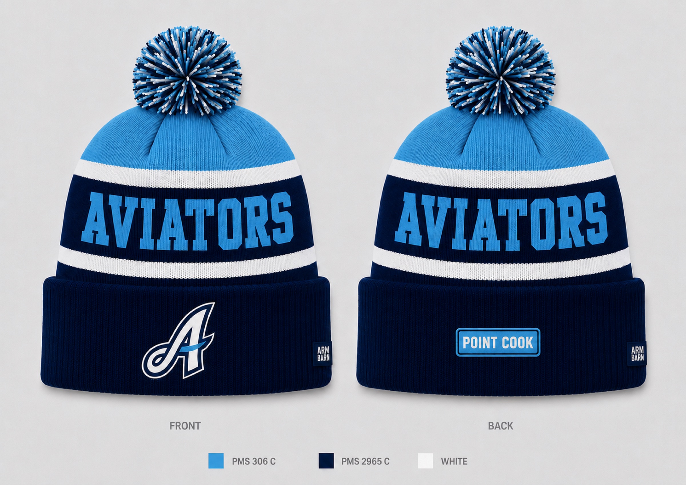 Custom Aviators pom beanie.